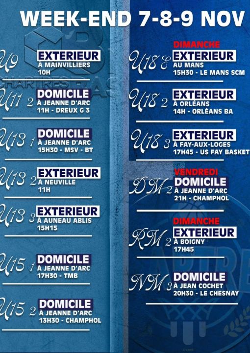 Le planning complet du week-end.