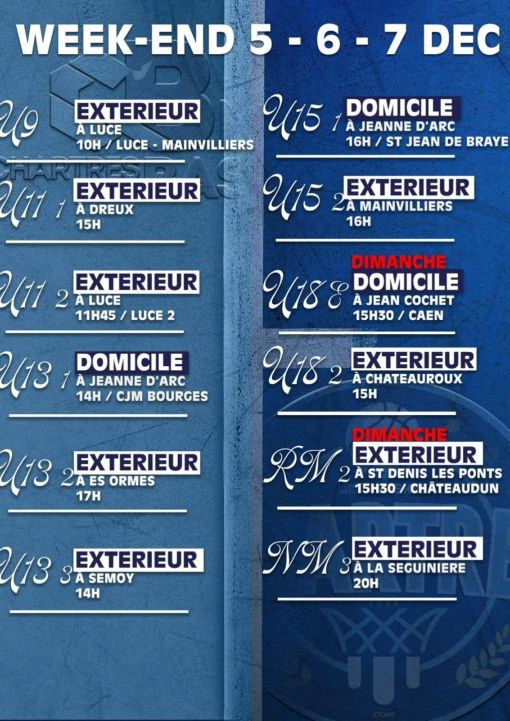 Le programme du week-end.
