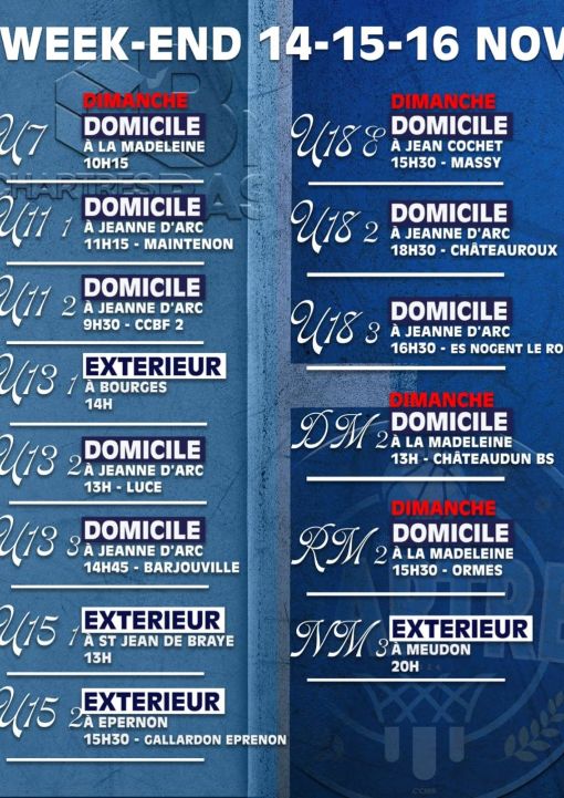 Le planning du week-end