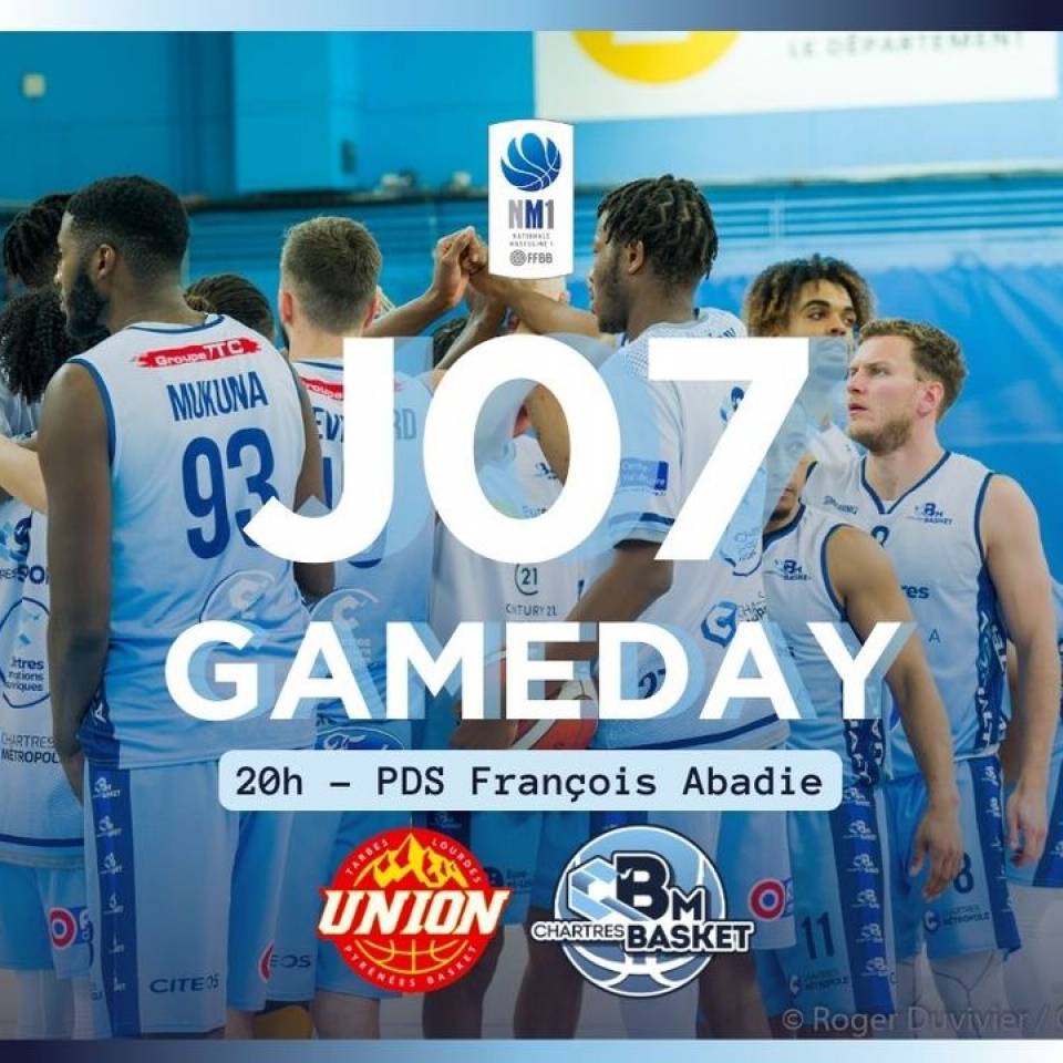 🏀 Gameday J07

✅ J07
🆚 Union Tarbes Lourdes Pyrénées Basket (officiel) 
⌚️20h
📍Palais des Sports François Abadie
📺 Live score sur https://nm1.ffbb.com

📷 @stqrt__ 

#basketnm1 #nm1 #basketball #basketchartres #passionbasket #chartres #eureetloir