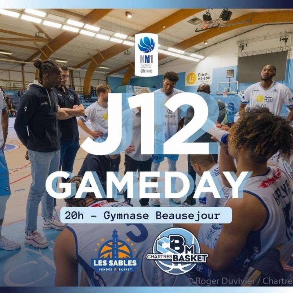 🏀 Gameday J12

✅ J12
🆚 Les Sables Vendée Basket 
⌚️20h
📍Gymnase Beausejour
📺 Live sur https://www.youtube.com/@LSVBTV

📷 @stqrt__ 

#basketnm1 #nm1 #basketball #basketchartres #passionbasket #chartres #eureetloir
